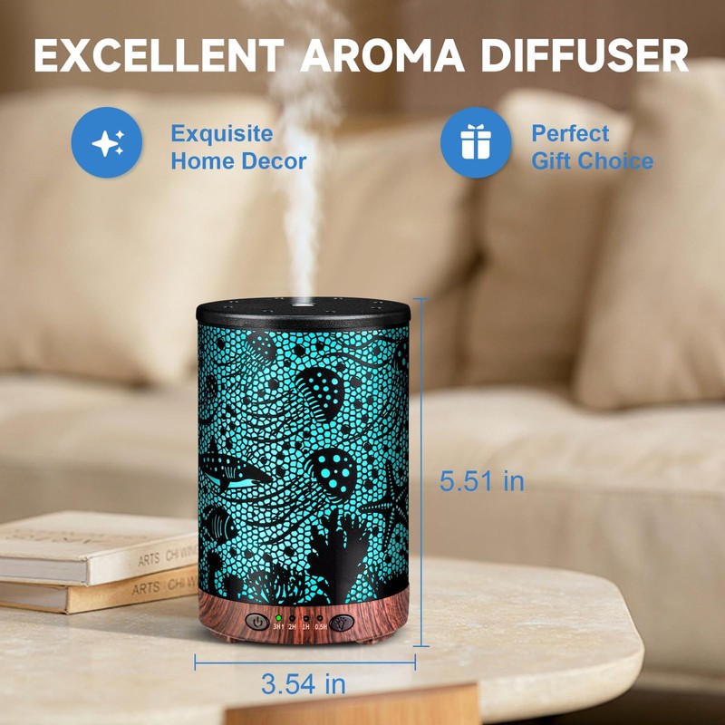 JOYOLO Essential Oil Diffuser Metal Aromatherapy Diffuser, Cool Mist Diffuser