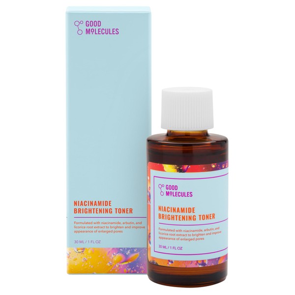 Good Molecules Niacinamide Brightening Toner 30ml/1oz - Facial Toner with Niacinamide, Vitamin C, and Arbutin For Even Texture, Tone - Skin Care for Face for Hyperpigmentation and Enlarged Pores
