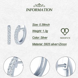 MOOFUN Earrings Silver 925 Hoop Earrings Small 10 mm Earring Women's Earrings with Mini Zircon Earrings Hoop Earrings for Mum Best Friend Teenager Girls Grandma Sister Women Gift Birthday Gift,