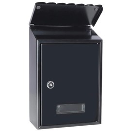 Wall Mounted Mailboxes with Key Lock, Outdoor Key Locking Mail Box with Transparent Cover, 12 1/5" x 8 2/5" x 3 1/3" (Black)