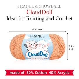 Franel 4-Ply Cotton Blend Yarn, 6×40g 839yds, Crochet & Knit (Pale Yellow)