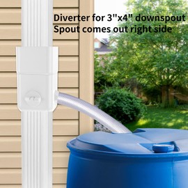 Downspout Diverter, Rainwater Diverter Fits for 3"x4" Oversize Downspout and 2"x3" Downspout, Rainwater Collection System with Adjustable Valve, Diverts Water into Rain Barrel, 4ft. Hose