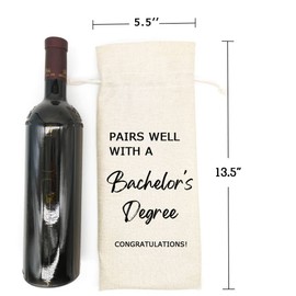 Graduation Gift Wine Bag, Bachelor's Degree Graduation Wine Bag, Bachelor's Gift, Pairs Well With A Bachelor's Degree - Burlap Reusable Wine Bag