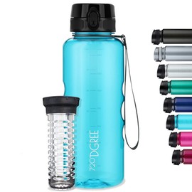 720°DGREE 'uberBottle' CrystalClear Water Bottle 1.5 L + Fruit Container, BPA-Free, Leak-Proof, Water Bottle for Gym, Fitness, Outdoor, Hiking, XL Tritan Sports Bottle: Large, Lightweight, Shockproof