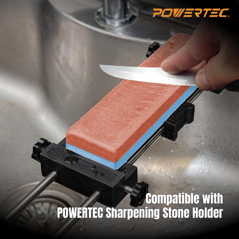 POWERTEC Whetstone Knife Sharpening Stone – Dual Grit 400/1000 Water