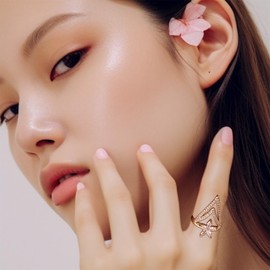 JeanBeau Finger Nail Flower Ring for Women Teen Girls – Art Rhinestones CZ Finger Cap Cover Tip Rings Gold Metal Nail Decoration Nail Protect Fashion Jewelry Gift