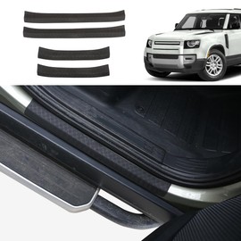 Black Door Sill Scuff Plate Insert Trim Compatible with Land Rover Defender 90 110 2020-2024 Car Door Sill Guards Flexible Rubber Door Sill Entry Guard Cover (For Defender 110 2020-2024)