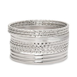 Bohemian Bracelets for Women Indian Bangles for Women Layered Round Bracelet for Women Girls Silver Bangle Bracelets for Women Indian Stackable Textured Bracelets for Womens 12 Pcs Smooth Bracelet