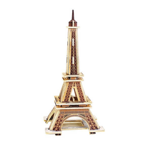 Hands Craft DIY 3D Wooden Puzzle – Eiffel Tower Famous Architecture Building Assembly Model Kit Brain Teaser Puzzles Educational STEM Toy Adults and Teens to Build Safe and Non-Toxic Wood MJ201