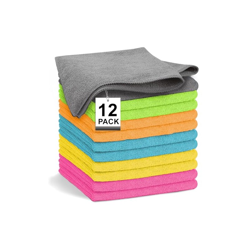 12 Pcs Paños de Limpieza de Microfibra, Toallas de Microfibra