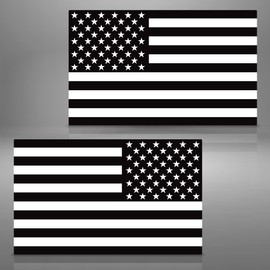 Factory Crafts Universal American Flag Black and White Graphics Kit Vinyl Decal Wrap - Pair of 5 inch x 3 inch Stickers