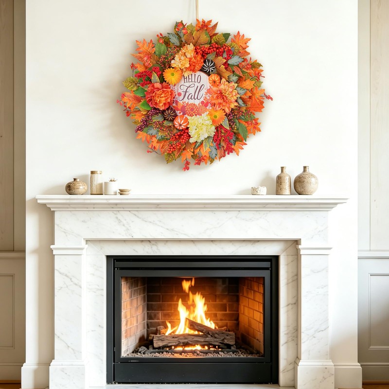 Fall Wreaths for Front Door 24" Autumn Harvest Wreath with