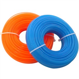 Zeqeey Replacement String Line Nylon Cord for Grass Trimmer with Length 100m, Diameter 1.6mm, 2 Rolls (Blue 50m + Orange 50m)