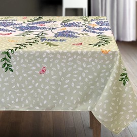 CAIT CHAPMAN HOME COLLECTION Mantel de tela con estampado de glicinia floral de primavera de fácil cuidado (60 x 84 pulgadas, rectangular, glicinia)
