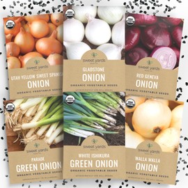 Organic Onion Seeds Variety Pack - 6 Individual Packs - 2025 Season - Walla Walla, Gladstone, Red Geneva and More! for Indoor & Outdoor Planting (Non-GMO, Certified Organic)