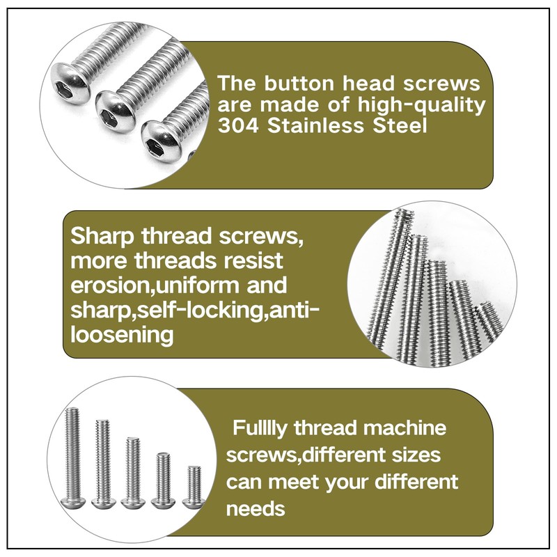 Zmbroll 660Pcs M2 Button Head Hex Socket Screws 304 Stainless