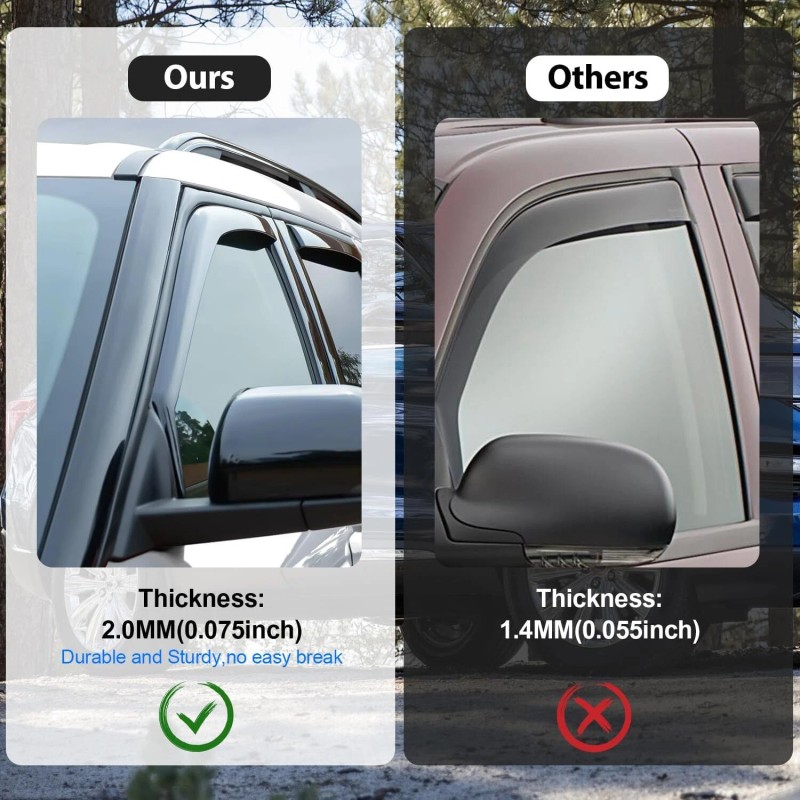 Nilight in Channel Rain Guards for Ford Bronco Sport 2021-2024