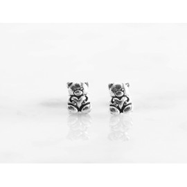 Genuine 925 sterling silver Darling Little Bear Hugs stud earrings Nickel Free Lead Free Made In USA