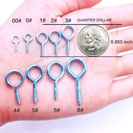 ECKJ ECKJ 191pcs Screw Eyes Zinc Plated Metal Eye Hook Screw Self Tapping Screws Includes 9 Sizes Color Black