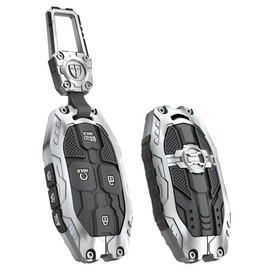 for Hyundai Key Fob Cover with keychian,Heavy Key Case Protection Compatible with 2025 2024 2023 Hyundai Sonata, Santa Fe, Tucson, KONA, Grandeur, Ioniq 6 (7 Button-Silver)