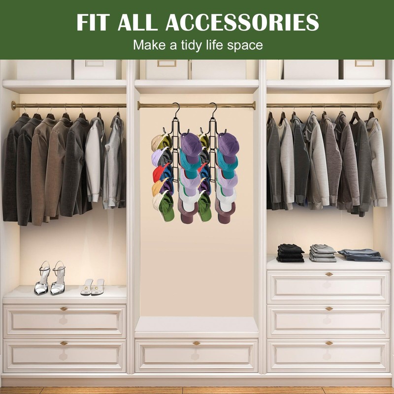 Hat Organizer for Closet, Collapsible Metal Caps Rack with 10