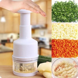 Stainless Steel Garlic Press and Onion Chopper - Manual Vegetable Dicer & Kitchen Crusher Tool