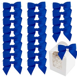 LiBongTa 36 PCs 4.5 Inch Royal Blue Bow Grosgrain Ribbon Bows for Gift Wrapping, Gift Bows for Presents, Blue Bow Party Decorations, Twist Tie Bows for Baby Shower, Wedding, Easter, Birthday Party