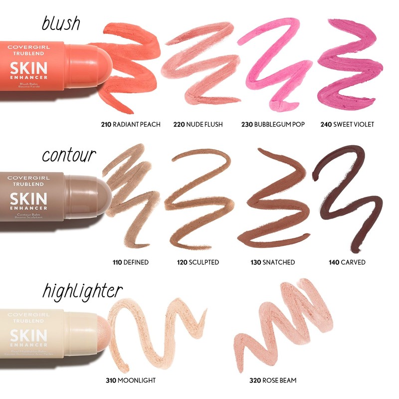 CoverGirl Trublend Skin Enhancer Highlighter Balm Stick, 310 Moonlight, Vegan