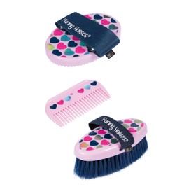 HKM Funny Horses Hearts Grooming Set, Pink, One Size