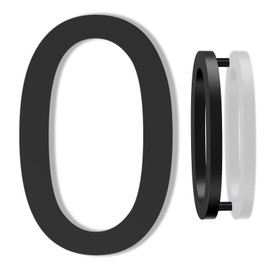 DEWEL House Numbers for Outside, 6 Inch Modern Floating Address Numbers for Farmhouse, Street, Front Door, Weatherproof, Easy to Install with Template, Black(House Number 0)