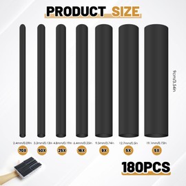 Pack of 180 Heat Shrink Tubing Set, 90 mm Extra Long Black Heat Shrink Tubing, 3:1 Shrink Rate for Highest Cable Insulation, Waterproof Heat Shrink Tubing, Versatile Use in Home and Industry
