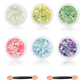 CharmBurst 6 Farben Set Festival Glitzer Gesicht Body, Fluoreszierende Schminke Kinder, Glitzerpulver Zum Basteln, Glow In The Dark Farbe, Schwarzlicht Party Make-Up Glitzer