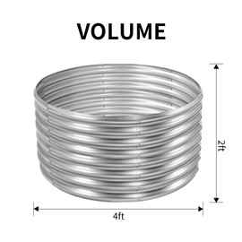 Land Guard 4×4×2ft Galvanized Raised Garden Bed Kit 2Pcs, Planter Raised Garden Beds Outdoor, Round Clearance Raised Garden Beds for Gardening Vegetables (Silver)