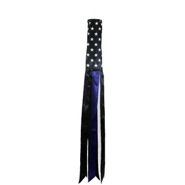 60" USA Thin Blue Line Super Shiny Poly Windsock