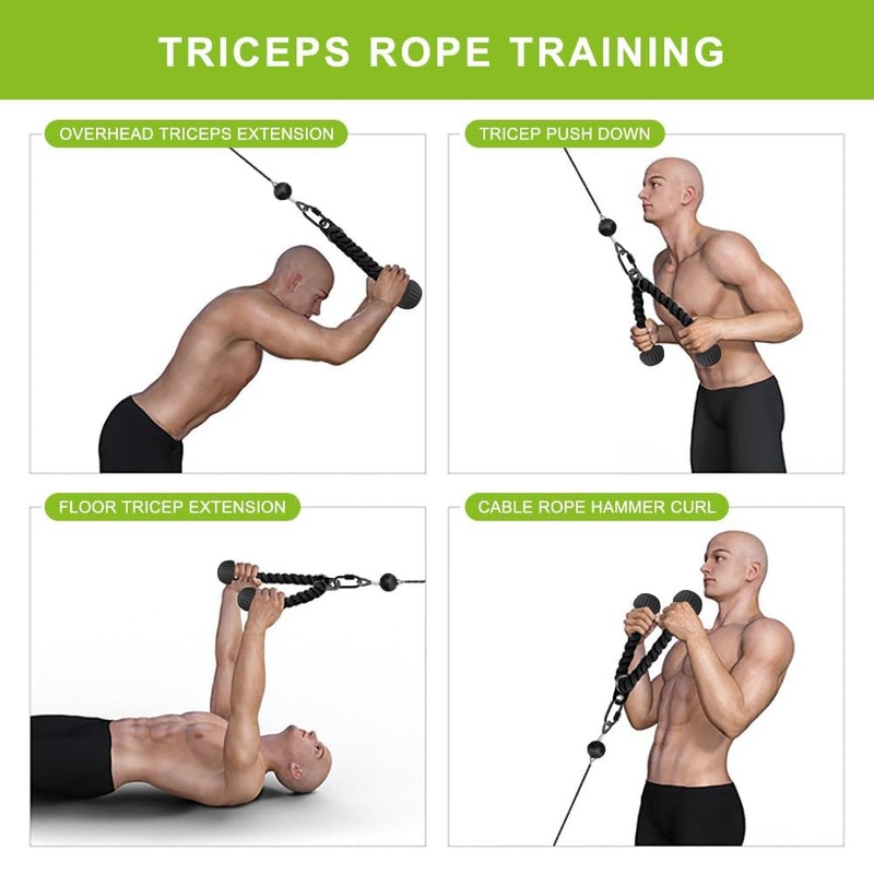 SELEWARE Triceps Rope with Non-Slip Soft Rubber Ends Home Gym