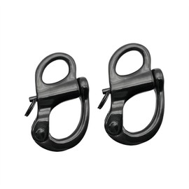 Generic Pair of Stainless Steel 316 Fixed Snap Shackle，Quick Release Fixed Shackles with Round Ring Marine Boat Rigging Hardware (Length:52mm,Black), SLIVER