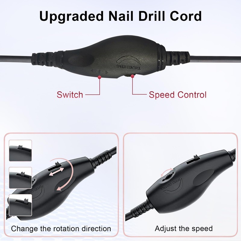 Electric Nail Drill Cord Replacement, USB Charger Power Cable ,Universal