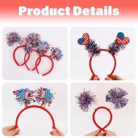 CUBACO 3PCS 4th of July Headband Pride Red White Blue Independence Day Headband Hair Accessories Patriotic Party Favors USA Flag Star and Memorial Day Supplies