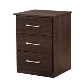 Passion Furniture Indoor Home Office Decortative Small Safe Storage Bedroom/Living Room End Table Boston 3-Drawer Wenge Nightstand (24" H x 16" W x 18" D)