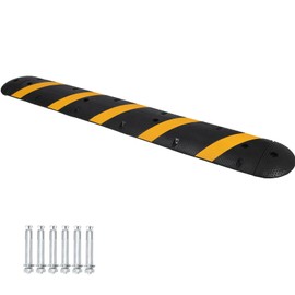 GarveeTech Heavy Duty Speed Bumps for Driveway, 84" Rubber Speed Bumps, 2 Channel Modular Traffic Speed Bump Hump Cable Protector Ramps for Asphalt Concrete Gravel Driveway Road with 2 End Caps