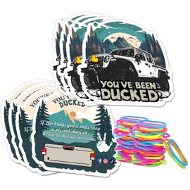 Duck Duck Tags, You 've Been Ducked Card, Duck Duck Ducking Game Card, Car Duck Tags for Rubber Ducks Design with Round Hole and Rubber Bands 35Pack Set (White-7FD233)