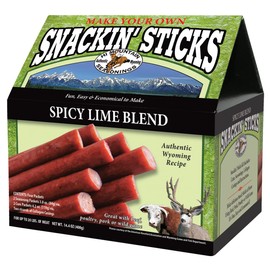 Hi Mountain Seasonings ǀ Snack Stick Seasoning Kit ǀ SPICY LIME BLEND ǀ Includes Seasoning, Cure, Casings, & Directions ǀ Seasons up to 20 lbs of Meat ǀ Beef, Pork, Venison, Deer, & Wild Game