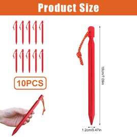 wilcractk Zeltheringe Aus Aluminium Erdnägel Stabil 18 cm In Rot Mit Seil Dreikant Design Für Sturmsicher Camping Bodenanker Und Schraubheringe Für Zelt Pegs Zelthaken Set