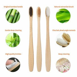 HOT BARGAINS 10 X Bamboo Toothbrushes Adult Soft Bristles 100% Biodegradable Handle, BPA Free