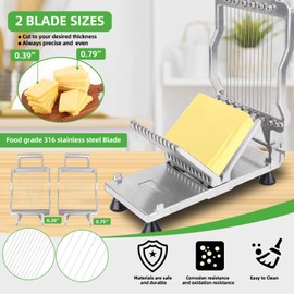 Commercial Cheese Slicer With Wire1 cm & 2 cm Cheese Cutter Butter Cutting Board Machine Aluminum Alloy Commercial Cheese Slicer with 316 Stainless Steel Wire Kitchen Cooking Baking Tool