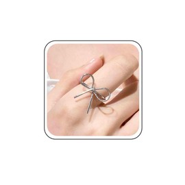 Xmsrn Vintage Metal Bow Knuckle Ring Silver Bow Finger Ring Punk Bow Ring Boho Bowknot Hand Ring for Women