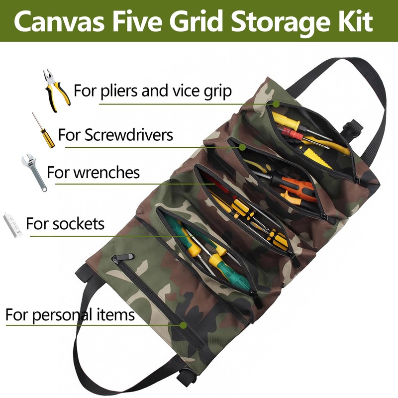 Tool Roll Bag, Tool Roll Tool Bag, Small Multi-Purpose Roll