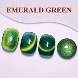 Cat Eye Emerald Green Magnetic Gel Nail Polish - 0.5 Fl Oz UV LED Holographic Glitter Gel Nail Art DIY Manicure