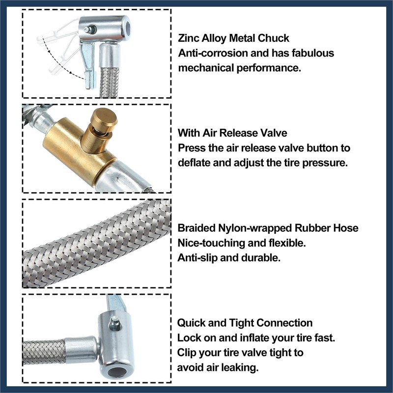 INFINAUTO 2pcs 32" Lock Air Chuck with Air Release Valve