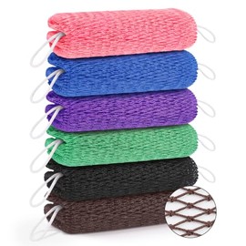Paquete de 6 esponjas de red africanas auténticas, limpiador corporal multicolor | Red de baño africana de secado rápido, exfoliante suave para cuerpo